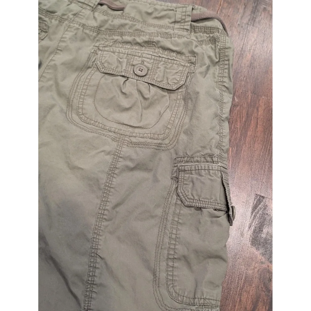 Willi Smith Capri Pants Womens 14 Green Cargo Drawstring‎ Pockets Cropped Y2K - Picture 8 of 8